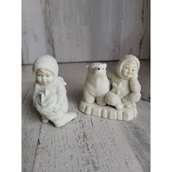 Dept 56 snow babies you are my lucky star polar bear Xmas figure set - Picture 1 of 7
